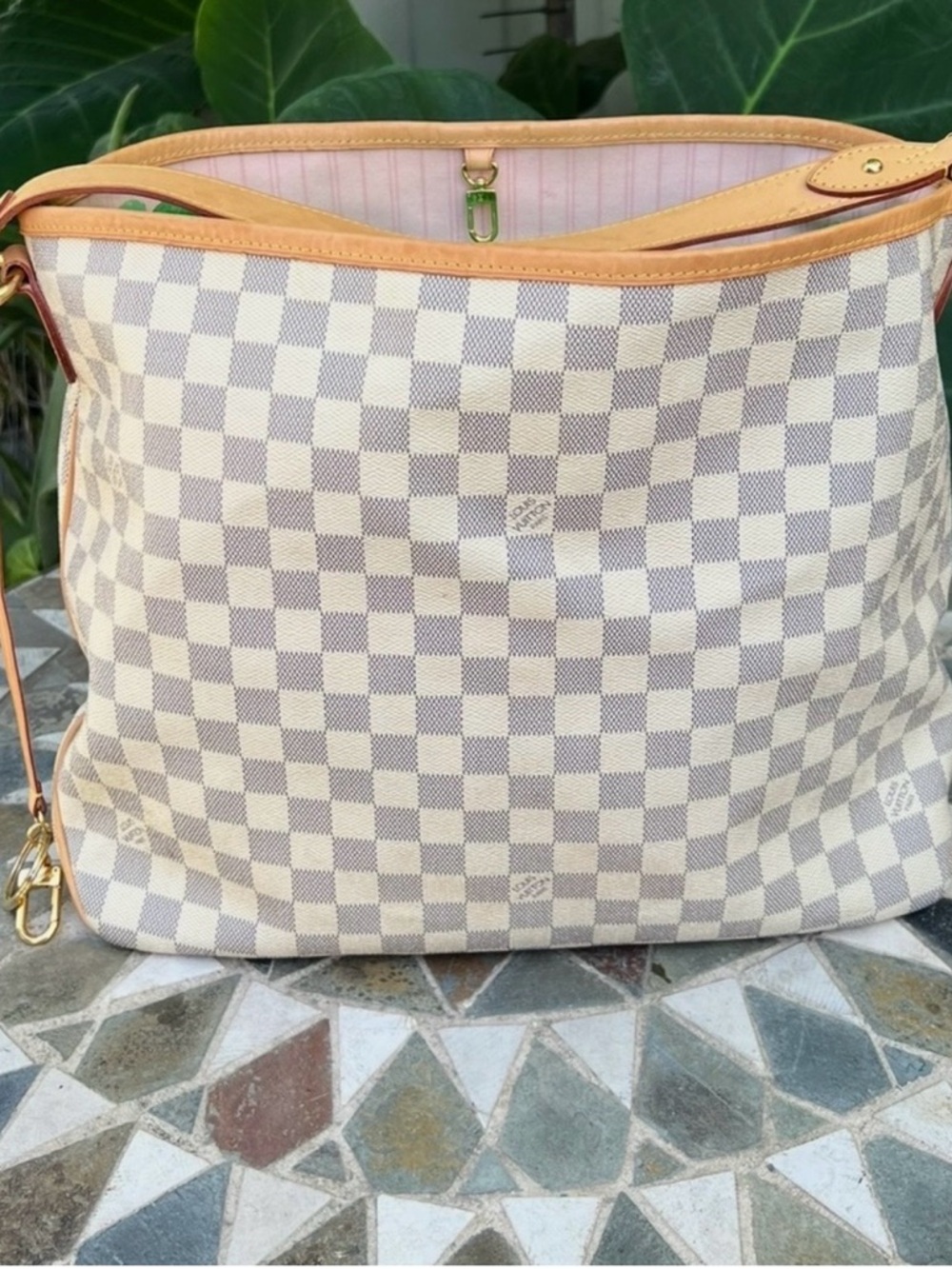 Louis Vuitton Delightful Damier Azul MM shoulder bag tote pink - Picture 2 of 11